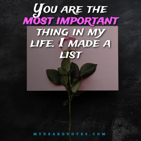 You are the most important thing in my life