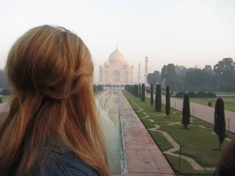 sunset over Taj Mahal