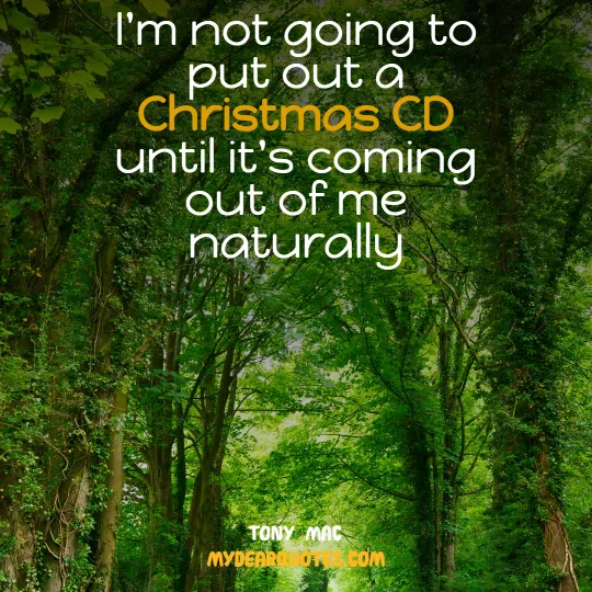 I'm not going to put out a Christmas CD until it's coming out of me naturally