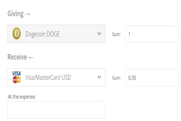 Transfer from Visa and MasterCard to Dogecoin (DOGE)
